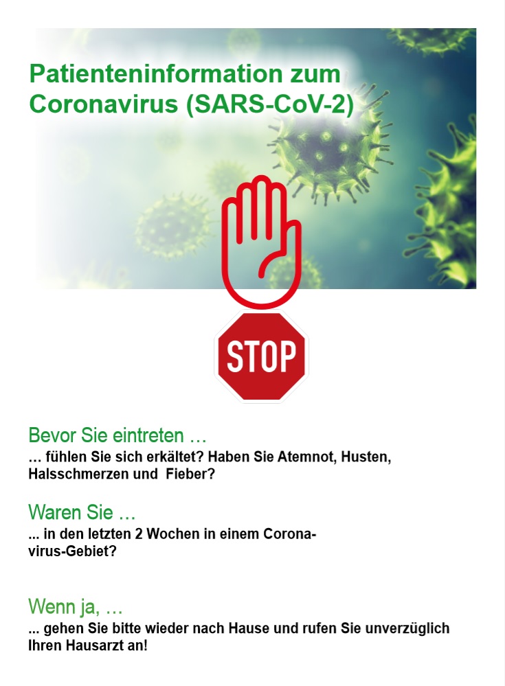 Patienteninformation zum Coronavirus der Praxis Hinz